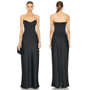 Anna October Elegant Black Strapless Gown
